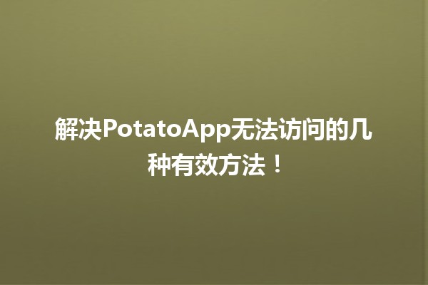 🚀 解决PotatoApp无法访问的几种有效方法！