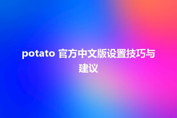 🍟 potato 官方中文版设置技巧与建议 🚀