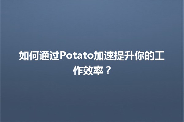 🚀如何通过Potato加速提升你的工作效率？💻