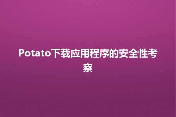 🍟 Potato下载应用程序的安全性考察 🛡️