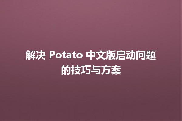 解决 Potato 中文版启动问题的技巧与方案 💡🚀