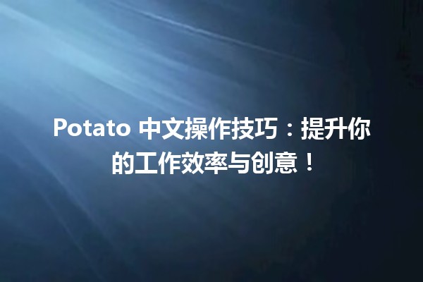 Potato 中文操作技巧🧑‍🍳：提升你的工作效率与创意！