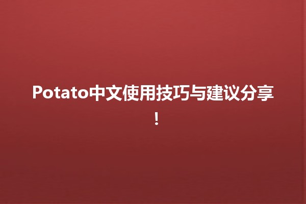 🌟 Potato中文使用技巧与建议分享！🥔