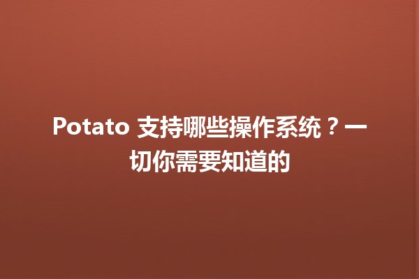 🍟 Potato 支持哪些操作系统？一切你需要知道的