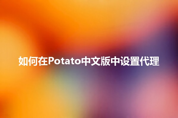 如何在Potato中文版中设置代理💻🌐